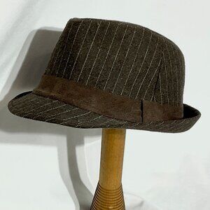 Brown Pinstripe Fedora Hat